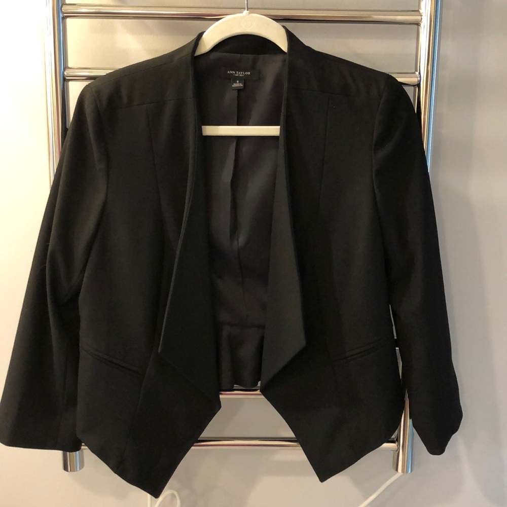 Black Ann Taylor Black Drape Blazer